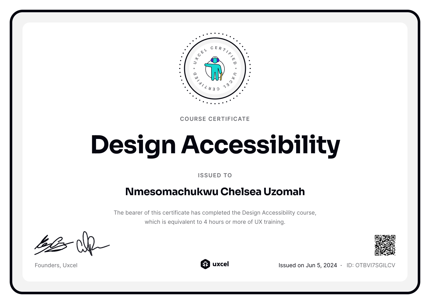 Nmesoma C. Uzomah's certificate